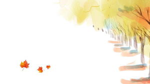 Árvores de outono em aquarela e folhas de bordo Imagens de fundo PPT