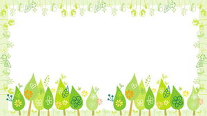 Immagine di sfondo PPT del bordo della pianta degli alberi del fumetto fresco verde