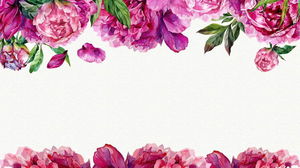 Watercolor peony flower PPT background picture