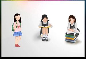 Cartoon teacher and student PPT illustration material five