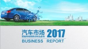 Plantilla ppt de informe de investigación de mercado de marketing de coche minimalista azul