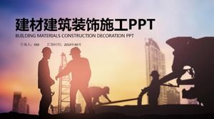 Dark blue business style construction industry design ppt template