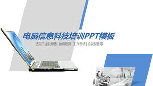 Laptop w tle komputerowe szkolenie z technologii informacyjnej Szablon kursów PPT