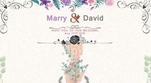 Modello ppt di matrimonio di proposta di matrimonio dipinto a mano dell'acquerello elegante dell'annata