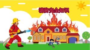 Plantilla ppt de conocimiento de seguridad contra incendios del campus de la escuela primaria de animación creativa de dibujos animados
