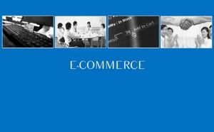 Modelo de ppt de e-commerce clássico com atmosfera azul