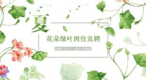 Zielone i orzeźwiające letnie kwiaty i zielone liście post konkurs dynamiczny szablon ppt