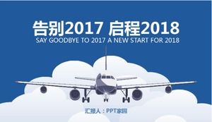 Plan de trabajo personal ppt template download_airplane despegue nuevo viaje