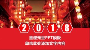 Estilo chinês festivo com atmosfera vermelha dinâmica, boas-vindas modelo ppt para o dia de ano novo