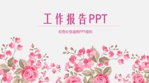 Schöne rosa Blumen Jahresendzusammenfassung ppt-Vorlage