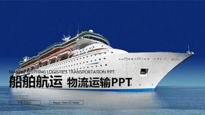 Blue cruise ship logistics ppt template