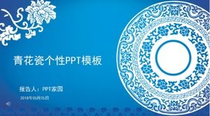 Template ppt laporan rencana gaya Cina porselen biru dan putih yang kreatif