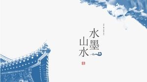 Mürekkep ve Çin stili çalışma planı raporu ppt şablonu