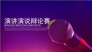 Template ppt kontes pidato ungu dinamis berwarna-warni yang modis