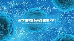 Modelo de ppt de pesquisa de microbiologia minimalista azul
