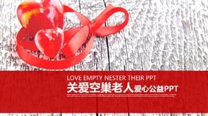 Red love simple care for the elderly public welfare universal ppt template