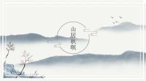 Dağ evi sonbahar ve karanlık klasik Çin tarzı çalışma planı ppt şablonu