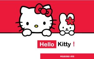 Foreign Cartoon Kitty Cat PowerPoint Template