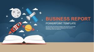 Book rocket spaceship flat animation PPT template