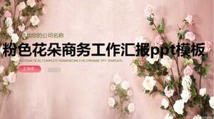 Plantilla ppt de informe de trabajo empresarial de flores rosadas