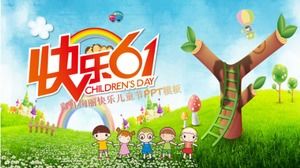 Rainbow colorful happy children's day PPT template
