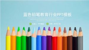 Modèle PPT de l'industrie de l'éducation au crayon bleu