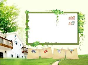 Animal and plant PPT background template cactus border
