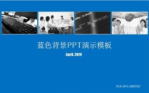 Template presentasi PPT latar belakang biru