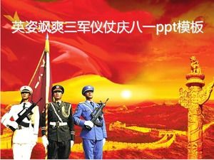 Tiga penjaga kehormatan militer yang heroik dan gagah berani merayakan template ppt 1 Agustus