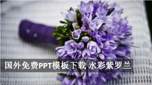 Foreign free PPT template download watercolor violets