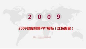 2009 map background PPT template (red pattern)