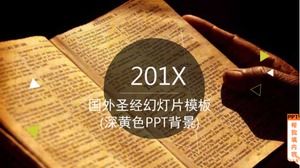 Modelo de apresentação de slides da Bíblia estrangeira (fundo PPT amarelo escuro)