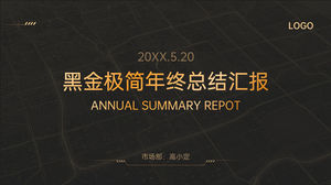 Plantilla ppt de informe de resumen de fin de año minimalista de oro negro de alta gama