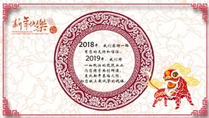 Kırmızı şenlikli kurumsal Yeni Yıl tebrik kartı ppt şablonu