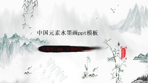 Çin elemanları mürekkep boyama ppt şablonu