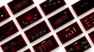 Modello ppt di riepilogo di fine anno minimalista rosso e nero di impatto visivo