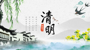 Traditionelles Festival Qingming Festival Volkskultur Einführung ppt-Vorlage