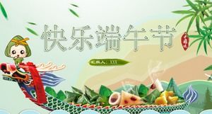 Happy Dragon Boat Festival traditional activities program cartoon ppt template