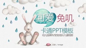PPT-Vorlage für kleine Tierillustrationswindkarikaturkaninchen