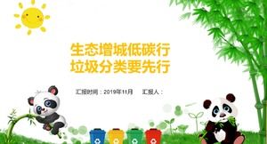 Modelo de ppt de tema de classificação de lixo de proteção ambiental panda gigante dos desenhos animados