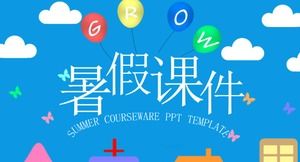 Balon kartun berwarna-warni yang kreatif menghiasi template PPT courseware pelatihan musim panas