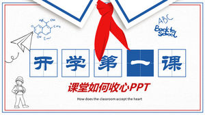 Modelo de PPT de primeira lição de escola de lenço vermelho