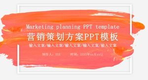 Moda i nowoczesny szablon planu marketingowego PPT z pomarańczowym pędzlem i rozmazem