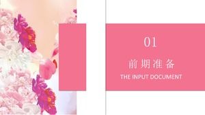 Warme rosa Blumenstraußverschönerungs-Hochzeitsereignisplanung PPT-Vorlage