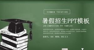 Modelo de PPT de plano de inscrição de aula de verão de fundo de boné de solteiro pintado à mão de quadro-negro moderno criativo