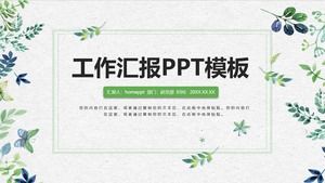 Modelo de PPT de relatório de trabalho de embelezamento de plantas de borboleta em aquarela verde fresco