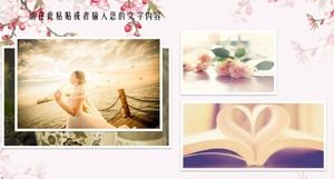 美しいロマンチックな桃の花の装飾愛記念アルバムPPTテンプレート