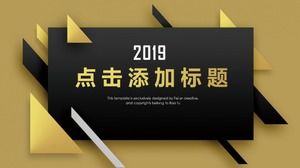 High-end three-dimensional geometric black gold theme company business general PPT template