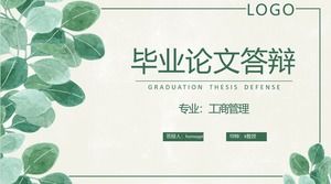 Plantilla PPT de defensa de diseño de graduación de hojas frescas