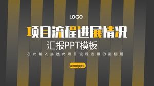 Modello PPT moderno conciso di linee gialle e nere sullo sfondo del progetto aziendale